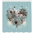 thumbnail image 3 of Ambesonne Floral Shower Curtain, Heart Shape with Dragonflies, 69"Wx70"L, Dark Brown Pale Blue, 3 of 3