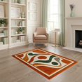 thumbnail image 2 of ODIKA 4'x6' Washable Area Rug Non-Slip, Chair-Friendly, Flatwoven Orange Burnt Retro Swirl Abstract Wavy Groovy Motifs Decorative for Home Office, Under Desk, 2 of 7
