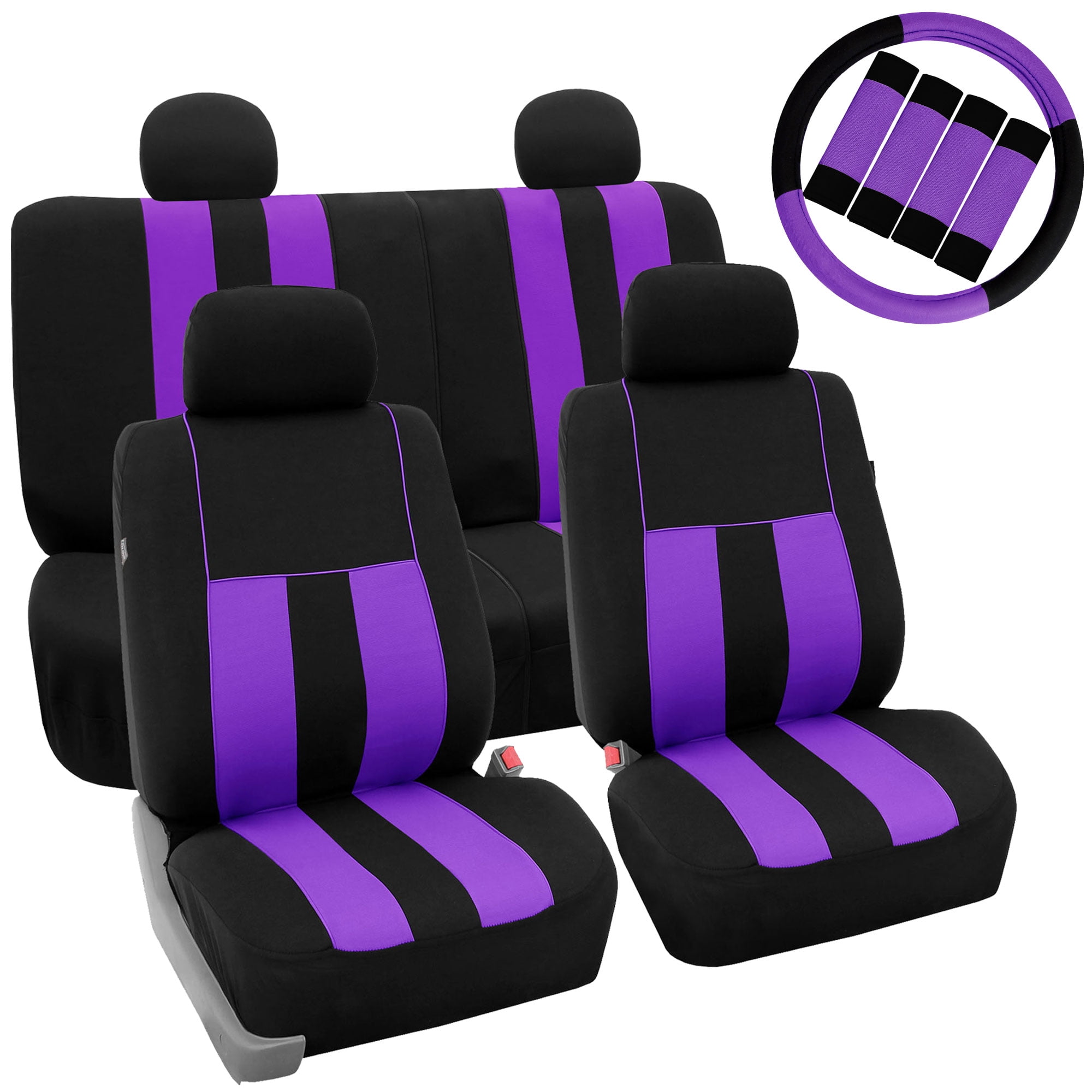 FH Group Car Seat Covers Striking Striped for Sedan, SUV, Van, Full Set