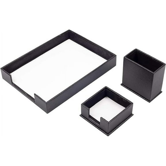 Leather Document Tray - Pen Holder - Note Paper Holder -3 Accessories-Desk Organizer - Office Desk Accessories - Desktop Storage - 3 PCS