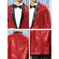 thumbnail image 6 of Unique Bargains Men's Sequin Sport Coats Shawl Lapel One Button Wedding Shiny Blazer L Burgundy, 6 of 6