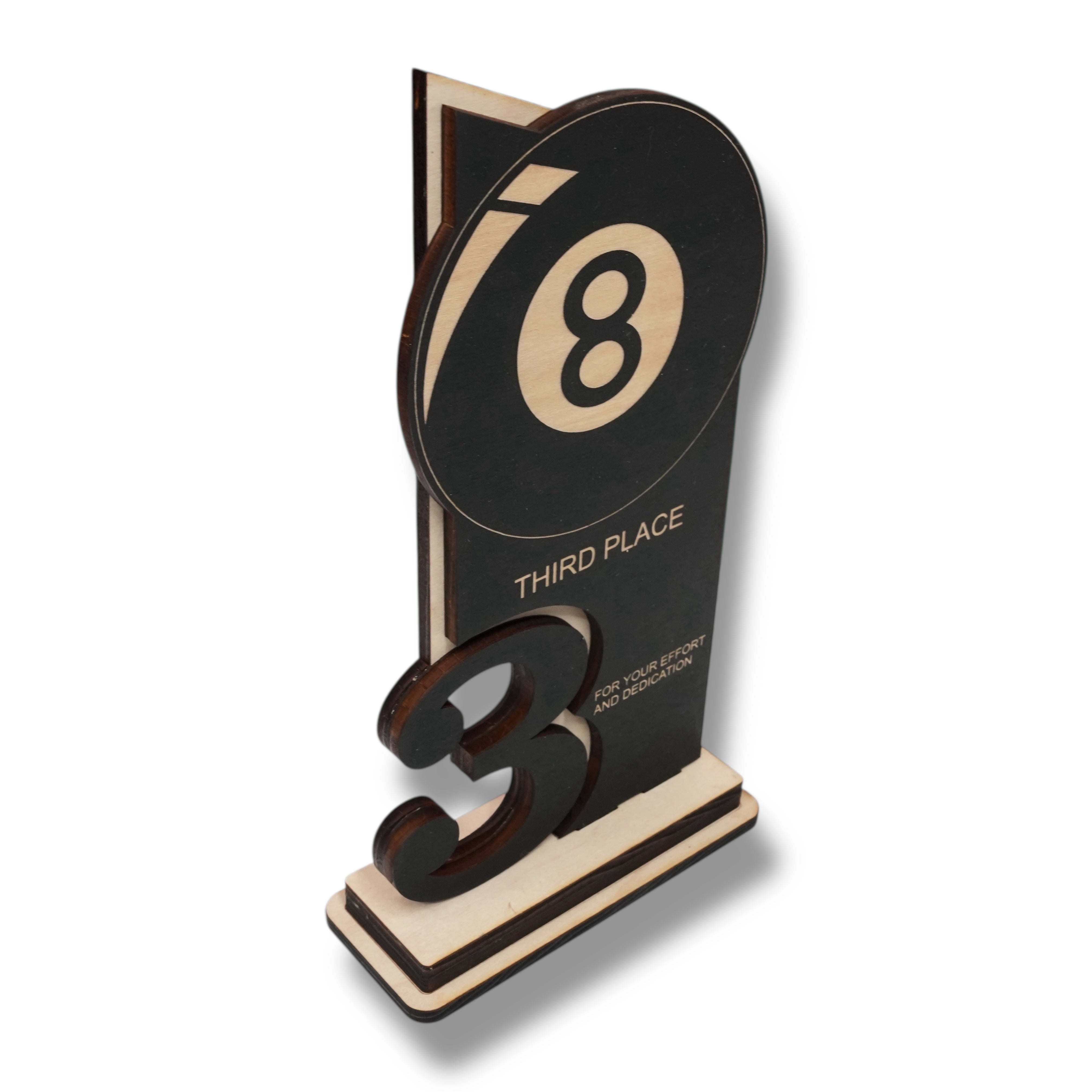 Trophy Award - CUSTOM - Billiards Pool - 1st 2nd 3rd Place - 9x5 Inches