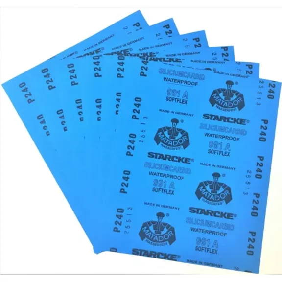 Matador Abrasive Wet Dry Sandpaper 5 Sheets 240 Grit 9"X11" Silcon Carbide