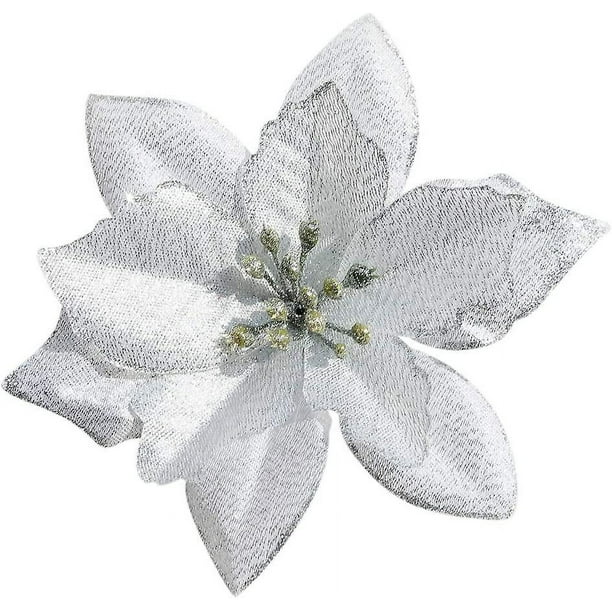 Poinsettia Christmas Decorations Glitter Poinsettia Flowers For