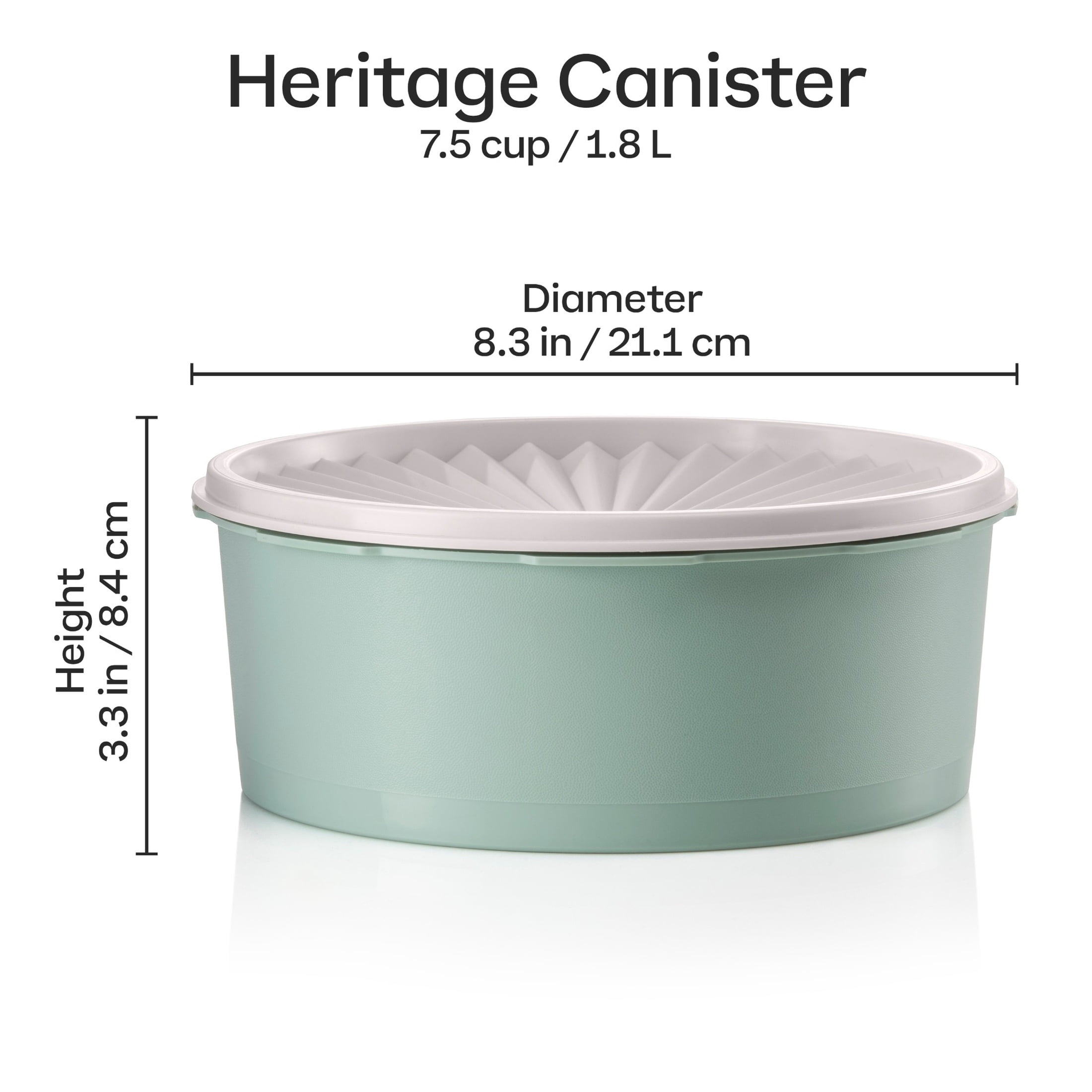 (6 pack) Tupperware Heritage 7.5-Cup Cookie & Food Storage Container with Lid, Green