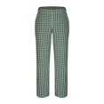 thumbnail image 4 of Delayuji Plaid Linen Pants For Women Loose Elastic Waist Casual Summer Palazzo Pants With Pockets, 4 of 6