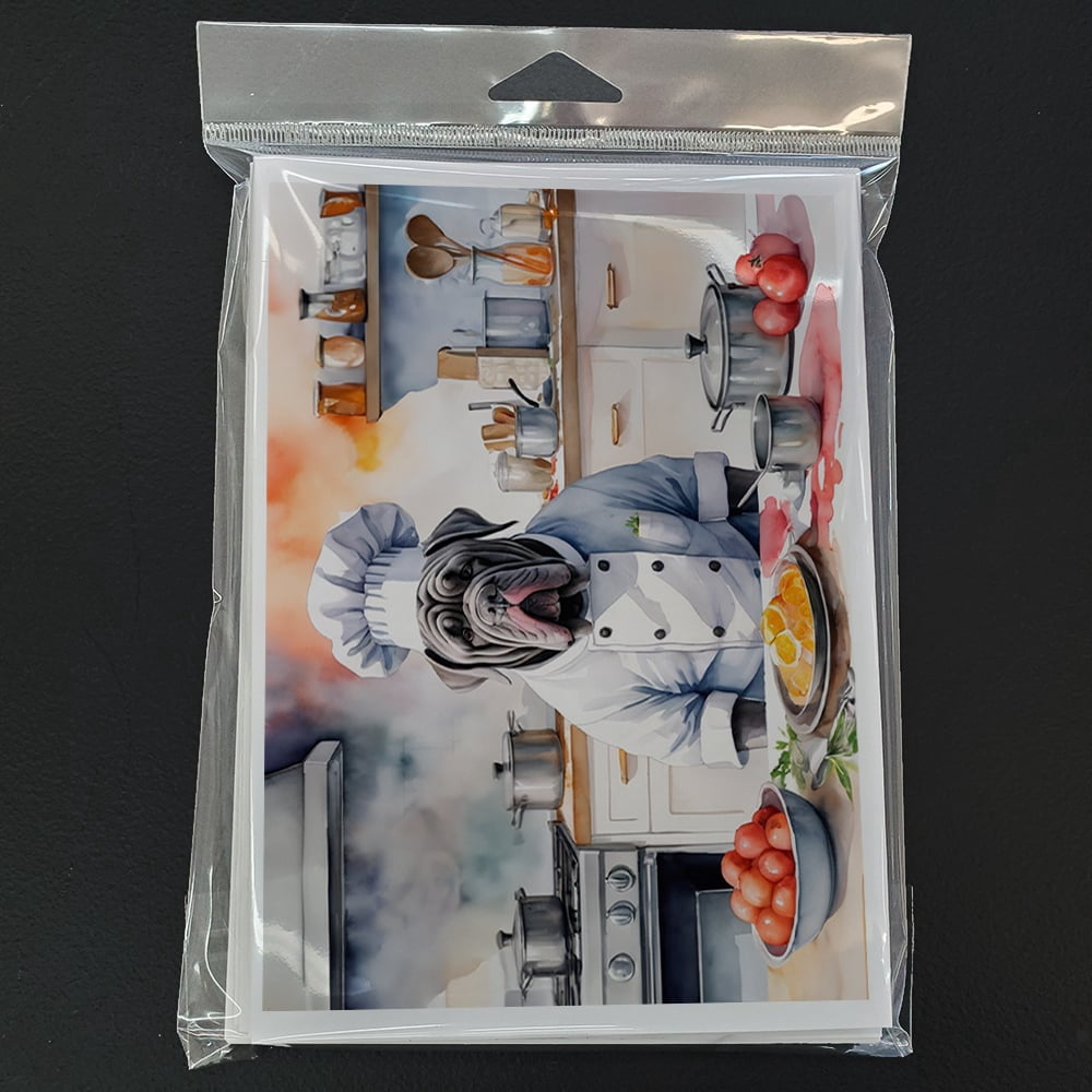 Neapolitan Mastiff The Chef Greeting Cards Pack of 8 7 in x 5 in