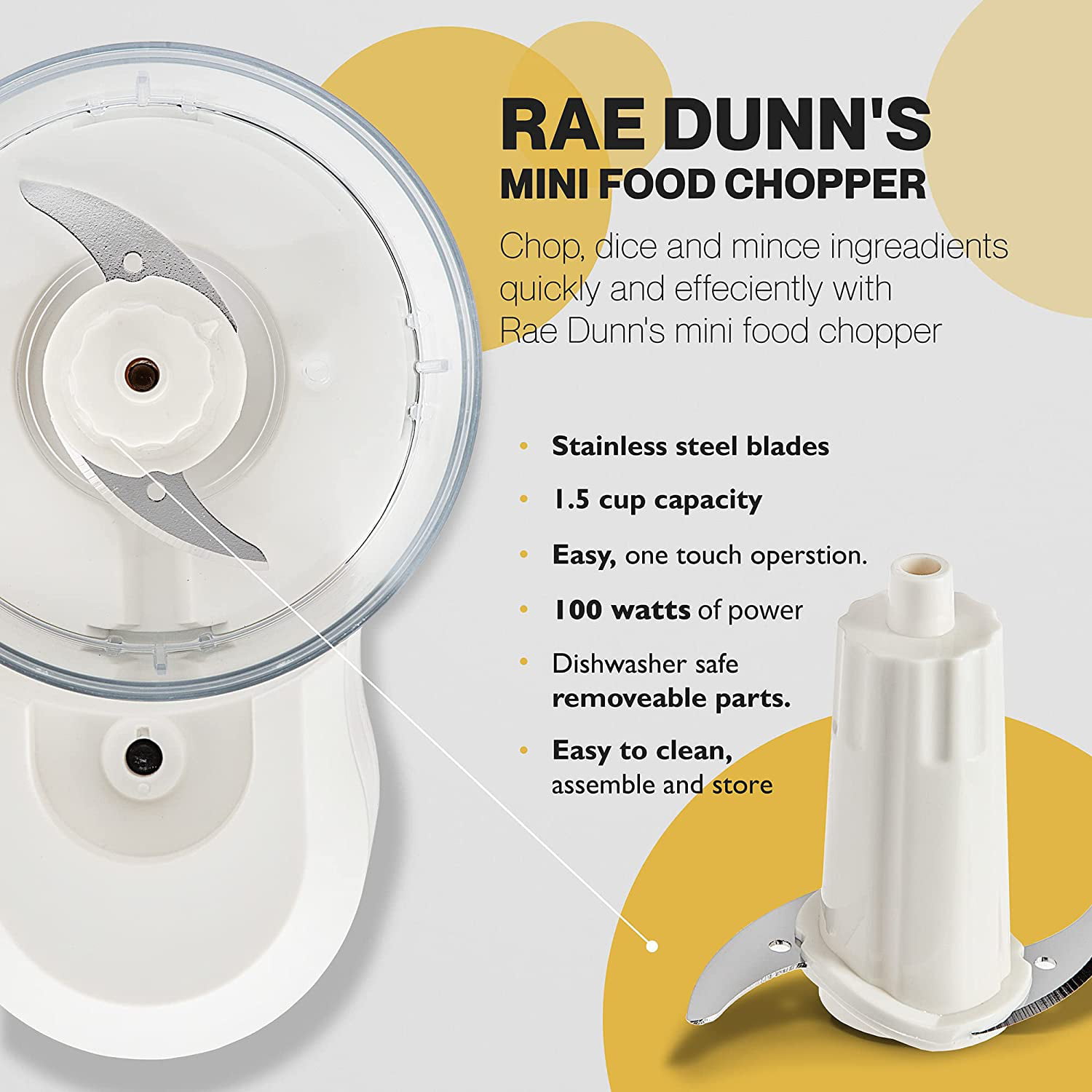 Rae Dunn Electric Mini Garlic Chopper,USB Rechargeable, Portable Cordless  Wireless Food Chopper,8 oz Small Food Processor for Chopping Garlic,  Ginger