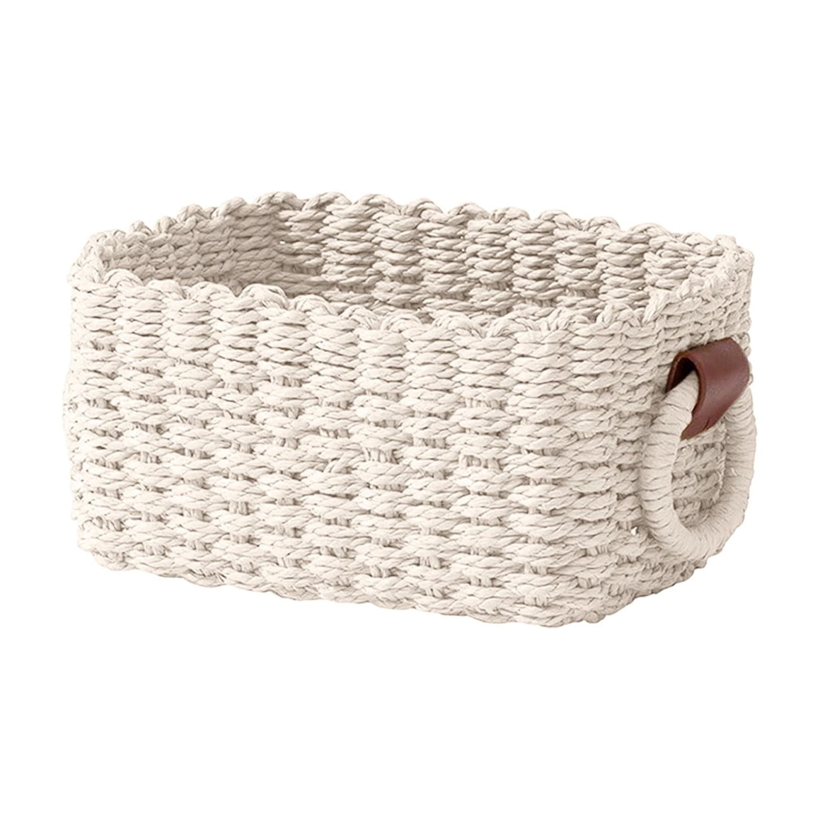 Woven Paper Rope Storage Basket Natural Decorative Wicker Organizer Bin Multipurpose Container Box Household Basket for Bathroom Bedroom Kitchen Office Sundry Storage