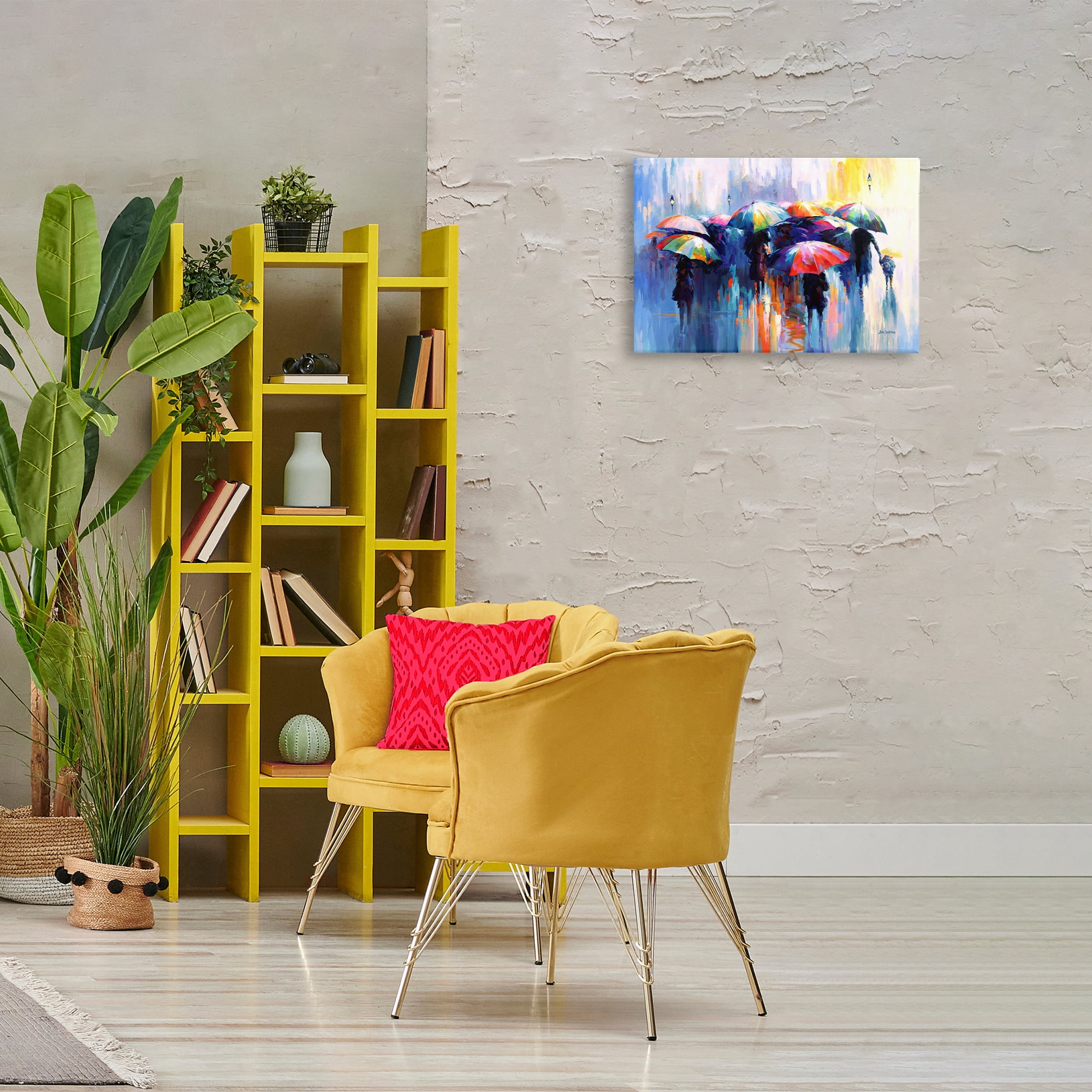 Stupell Industries Memories Beneath Rain Novelty Painting Gallery Wrapped Canvas Art Print Wall Art, 24 x 16