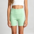 thumbnail image 2 of Gubotare Girls Shorts Quick-Dry Color Block Mid-Rise Athletic Sport Shorts for Running Cycling Yoga Size 15-16 (Green,15-16 Years), 2 of 5