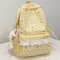 thumbnail image 5 of Weebloom Bow School Backpack For Kids Girls Cute Lace Print Full Coverage Casual Daypack Travel Large Bookbag Middle High School College Yellow, 5 of 5