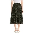 thumbnail image 3 of Unique Bargains Women's Floral Elastic Waist Chiffon Tiered A-Line Maxi Skirt M Black A, 3 of 6