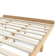 King Size Bamboo Platform Bed with Round Shape Headboard and Little Footboard, Solid Bamboo-made Bed Frame with Support Slats, Full/Queen/King Bed Frame for Bedroom, Guest Rooms, Dorms, Natural