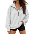 thumbnail image 2 of Women's Sweatshirt Stand Collar Sweatshirt Soft Winter Quarter Zip Pullover Women Casual Layering Long Sleeve Tops Gray S 1 Pcs, 2 of 4