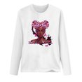 thumbnail image 3 of Fesfesfes Women Breast Cancer Prevention Printed Tops Casual Long Sleeve O-neck Sweatshirt Pullover Blouse Tops on, 3 of 4