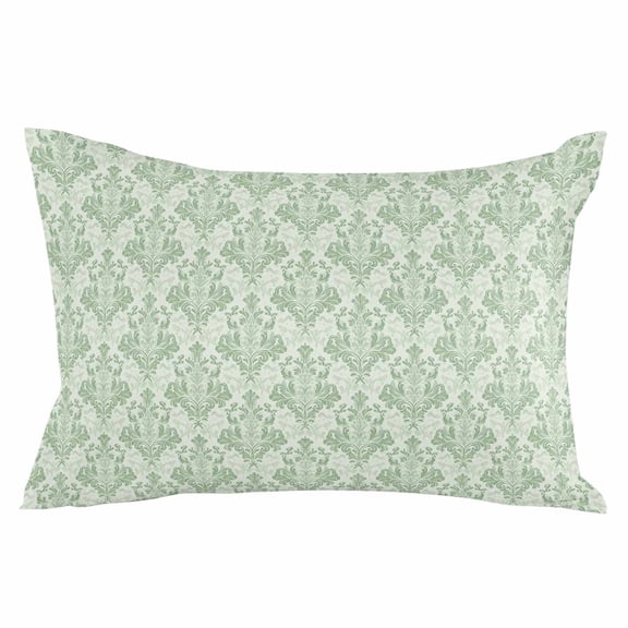 Green Scroll Floral Throw Pillow Cover 16 x 24 Inch Decorative Pillow Cover Baroque Damask Medallion Pattern Lumbar Pillowcase Seasonal Rectangle Cushion Case for Couch Sofa Bed Living Room