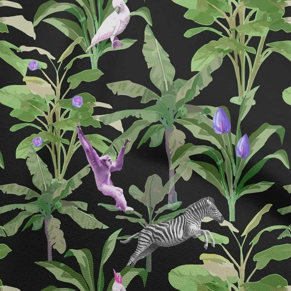 oneOone Polyester Spandex Dark Green Fabric Tropical Animal Fabric For Sewing Printed Craft Fabric By The Yard 56 Inch Wide