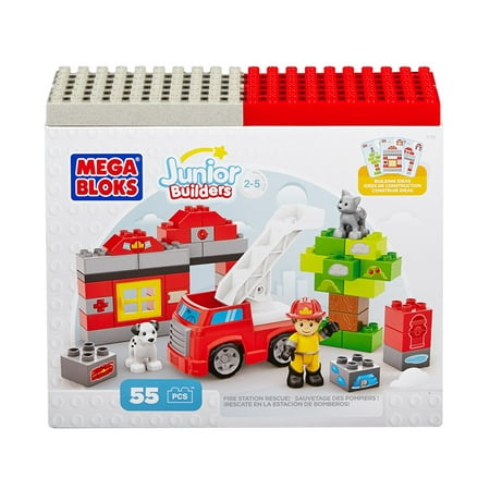 DCK75 Junior Building Blocks Fire Station Rescue By Mega Bloks