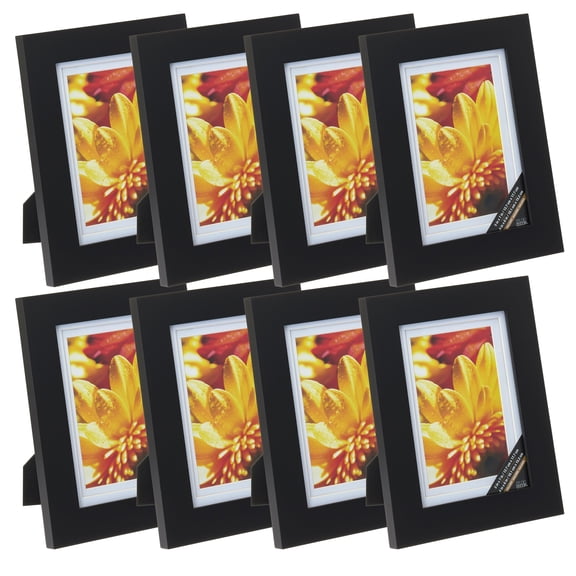 Studio Decor Black 4" x 6" Gallery Frame with Double Mat, 8 Pack