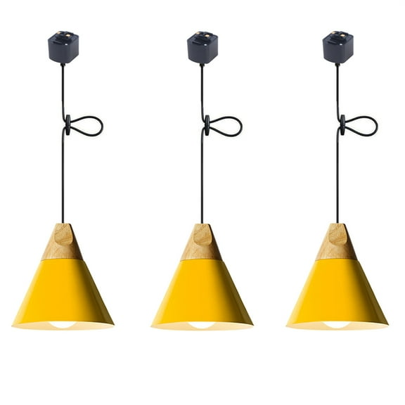 JLOWCO Modern Adjustable Height H Track Pendant Lighting for Kitchen Island 3 Pack Light Fixture Dining RoomAbove Sink Light Fixture Kitchen Yellow (LED Bulb Include)