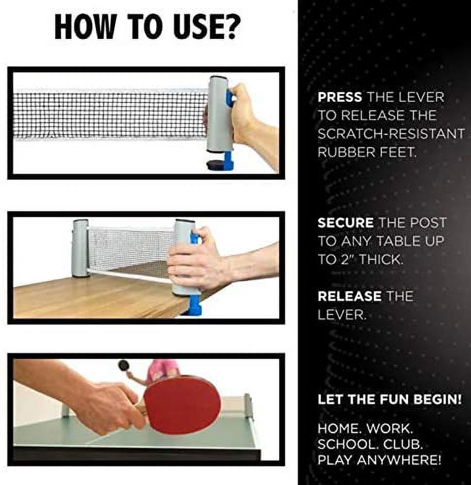 LNKOO Retractable Table Tennis Net,Retractable Ping Pong Net,Table Tennis Nets,Adjustable Retractable Net,Ping Pong Replacement Net Ping Pong Nets,Length 170 (max) x 14.5cm(Gray & Blue)