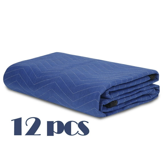 CZMJY Ultra-Durable 80"x72" Quilted Moving Blankets Heavy-Duty Shipping Furniture Pads 35lb per Dozen Superior Protection for Furniture During Moves and Shipments, 12 Pack Blue