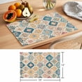 thumbnail image 6 of Morocco Ethnic Placemats Set of 6 Boho Country Retro Abstract Checked Place Mats Indoor Wipeable Table Mats Washable Cloth Dining Table Placemats for Kitchen Holiday Party Home Decor 13x19 Inch, 6 of 9