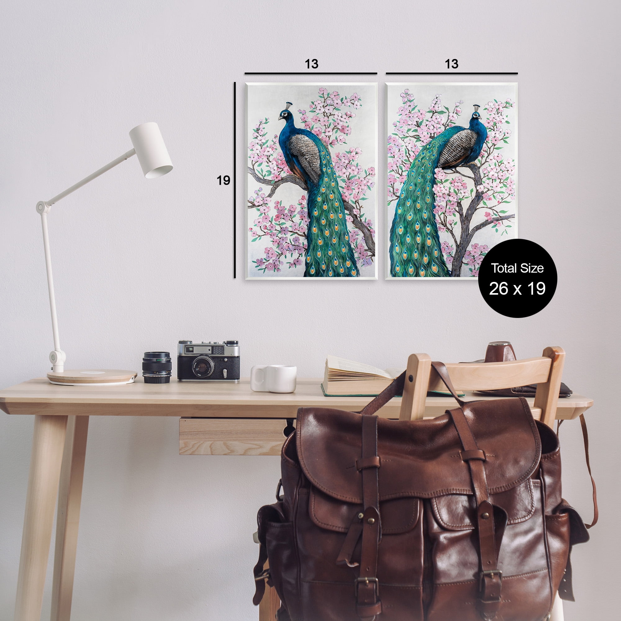 Stupell Industries Floral Peacocks Perched Animals & Insects Painting Unframed Art Print Wall Art, 13 x 19, Set of 2
