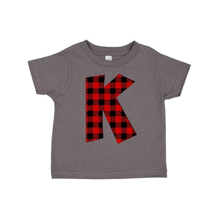 

Inktastic Red Buffalo Plaid Initial K Gift Toddler Boy or Toddler Girl T-Shirt