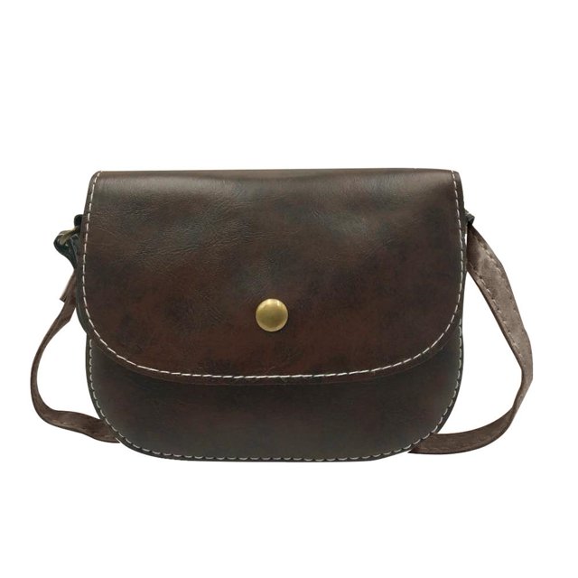 Bolsos de mensajero para mujer, bandolera de cuero, minibolsos de hombro (marrón oscuro) Likrtyny multifunción de oficina