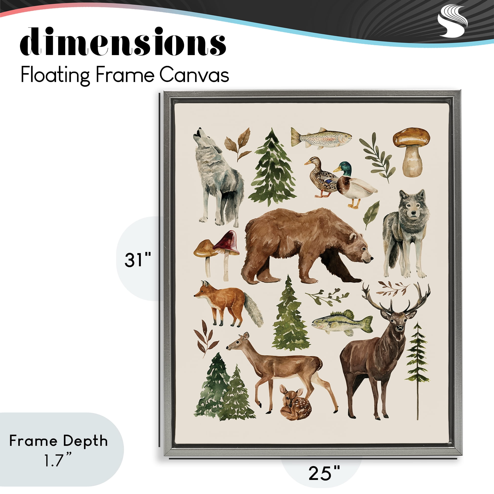 Stupell Industries The Wild Wood Animals Gray Framed Floater Canvas Wall Art, design by Bethany Sandoval