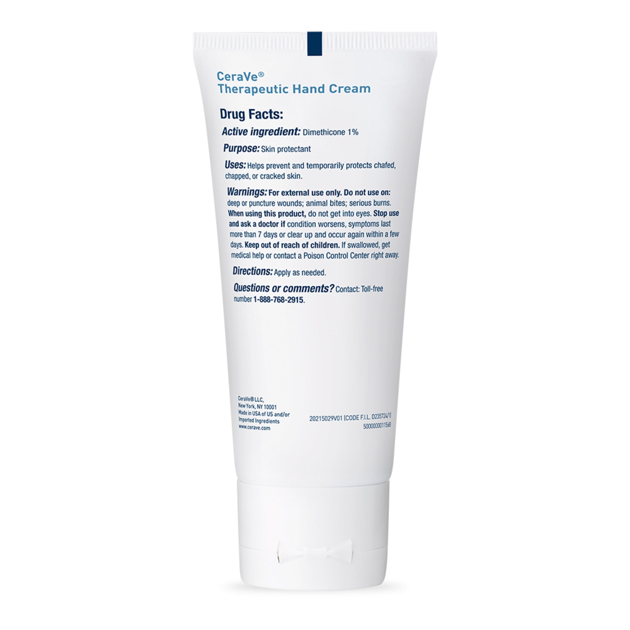 CeraVe Therapeutic Hand Cream, Non-greasy Frangrance Free Moisturizer for Dry Skin, 3 oz