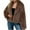 #048-Coffee, variant on AUNVITO Women's Winter Warm Faux Fur Coat Stand Collar Long Sleeve Solid Color Thermal Insulated Outerwear