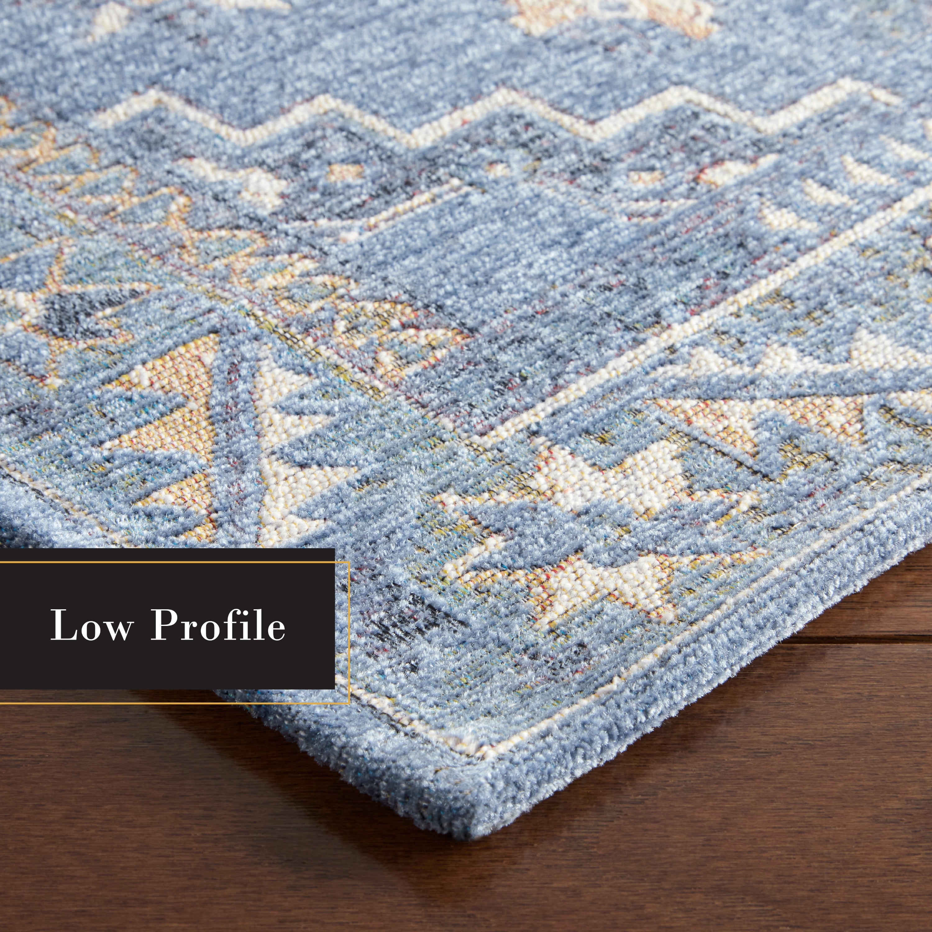 TOWN & COUNTRY LUXE Livie Forever Vintage Everwash® Washable Multi-Use Decorative Rug with Non-Slip Backing, Blue/Ivory, 24"x72"
