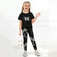 thumbnail image 4 of larppty Girls’ Bow Print Leggings and T-Shirt Set – Cute 2-Piece Outfit for Kids, Soft Cotton Blend, Casual Wear for Playtime, School, and Parties（Purple， 4 Years）, 4 of 6