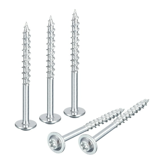 Uxcell #8 x 2" Round Washer Head Screws - 50pcs - Torx/Star Wood Screws, Silver