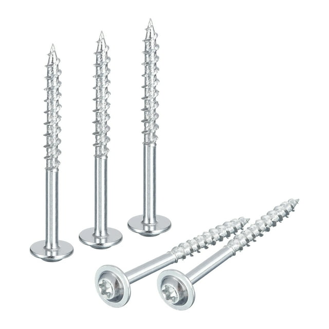 Uxcell 8 x 2 Pouces Vis Rondes pour Tête de Rondelle - 150 Pcs - Vis Torx/étoile en Bois, Argent