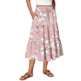 thumbnail image 2 of Summer Skirt for Women Drawstring Elastic High Waisted Skirts Trendy Floral A Line Swing Skirt Vacation Wear, 2 of 6
