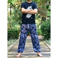 thumbnail image 2 of Bohotusk Mens Blue Elephant Tusker Harem Pants Cord Tie Waist M/L to 2XL, 2 of 3