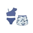 thumbnail image 4 of Yanarno Filles Enfants 3 Pcs Maillot anti-UV à Imprimé d'Arbres Tropicaux Sans Manches Protection Solaire Tenue de Plage Maillot de Bain Bleu Poussière 8, 4 of 5