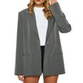 thumbnail image 2 of Biekopu Women's Temperament Loose Blazer, Solid Color Long Sleeve Single Breasted Coat Work Office Jacket Clothing, 2 of 9