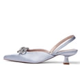 thumbnail image 2 of Zhabtuc Slingback Rhinestone Bow Heels for Women Closed Pointed Toe Kitten Pumps Slip On Stilettos Wedding Bride Dress Shoes Pink Size 7, 2 of 8