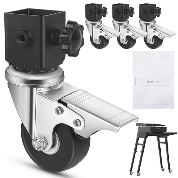 4 Pack Caster Wheels for Blackstone Griddle Stand 5013, 360 Degree Silky Swivel Griddle Wheels with Brake