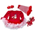 thumbnail image 3 of SILVERCELL 0-18M Baby Girls Christmas Outfits Clothes Newborn My First Christmas Romper Tutu Dress Headband Leg Warmer Shoes Xmas Toddler 4Pcs Clothing, 3 of 8