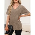 thumbnail image 4 of ANRABESS Womens Oversized Acid Washed T-Shirt Short Sleeve Vintage Casual V Neck Tops 2026 Summer Basic Tee Trendy Clothes Coffee Small, 4 of 8