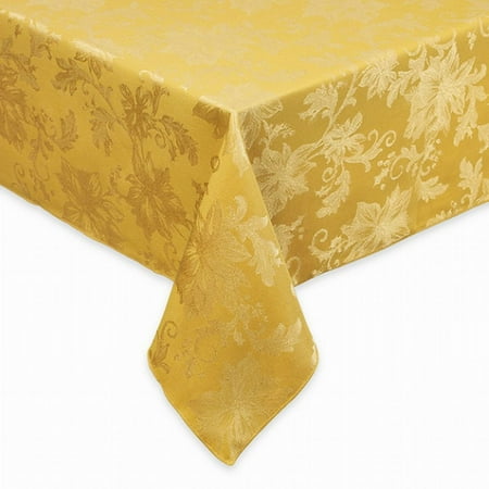 

BB&B Holiday Joy Gold Damask Flower Fabric Tablecloth Table Cloth 90 Round