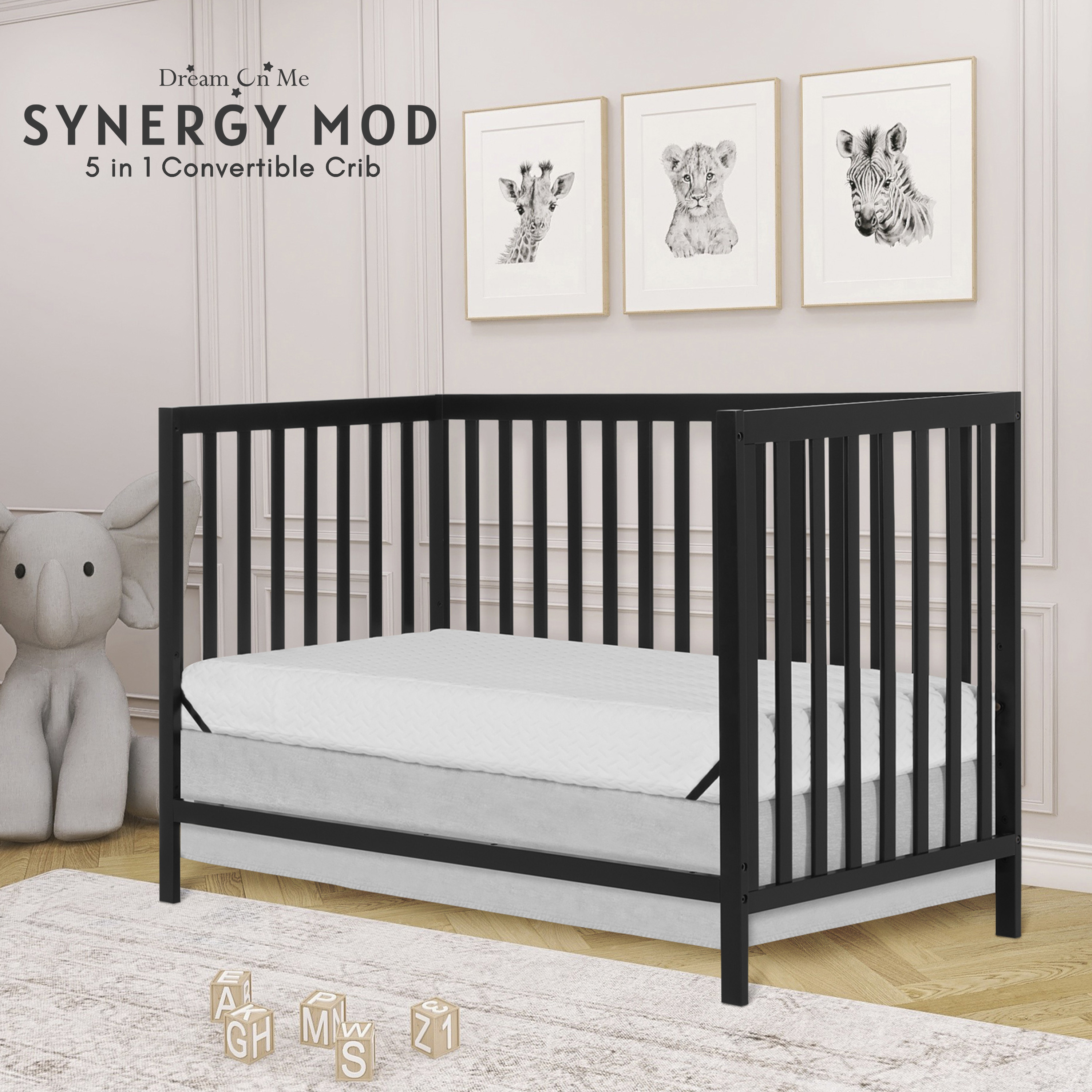 Dream On Me Synergy MOD Crib, Made with Sustainable New Zealand Pinewood, Matte Black - image 5 of 9