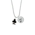 thumbnail image 2 of Delight Jewelry Silvertone Card Suit - Black Club Silvertone Script Initial Disc - T - Charm Necklace, 20"+3", 2 of 4