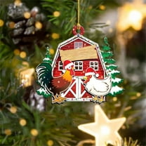 Lilgiuy Chicken Christmas Tree Ornament, 2D Acrylic Chicken Holiday Decorations 2024, Chicken Ornament Home Decor, Cute Chicken with Santa Hat Hanging Ornament Holiday Gift for Chicken Lovers